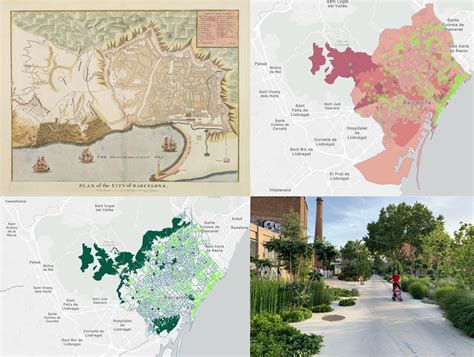 How have green spaces impacted gentrification in Barcelona over time?