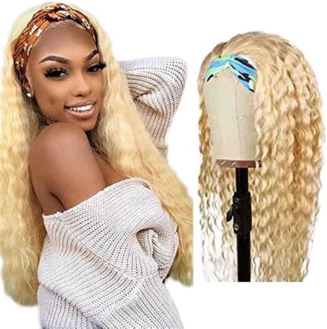 Amazon 613 Blonde Human Hair Headband Wig Glueless Wig No Lace With Headband 130 Density