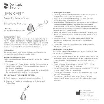 dentsply sirona jenker needle recapper instructions   manualzz