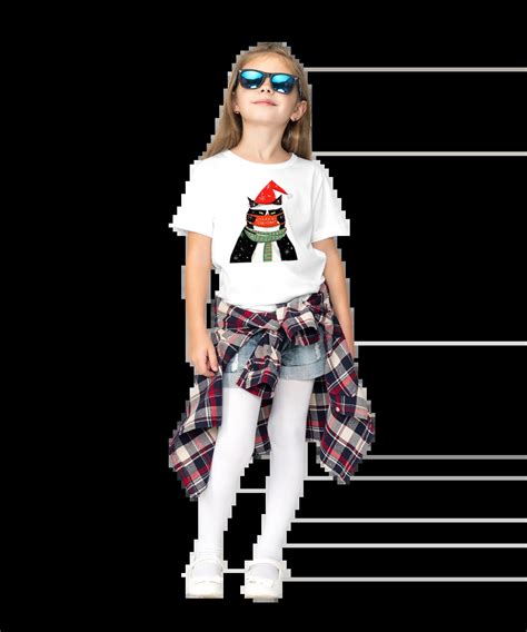 Футболка дитяча білого кольору з принтом "Різдвяний кіт у масці" 00c755 ...