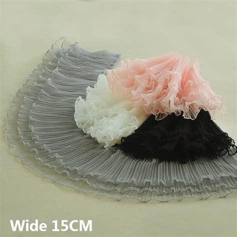 15 см широкая трехслойная 3D плиссированная Мягкая сетчатая кружевная ...