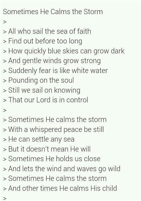 Sometimes He Calms The Storm Matthew Mark Luke