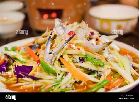 Spicy Salad With Mixed Seafood Thai Style Food Stock Photo Alamy