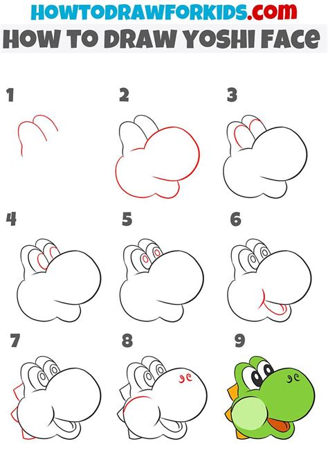 How To Draw Yoshi Face Step By Step Yoshi Drawing Easy Cartoon