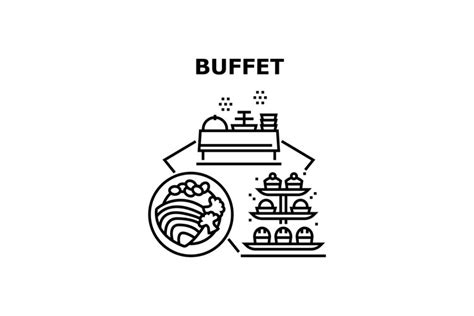 Buffet Food Vector Concept Black Illustration