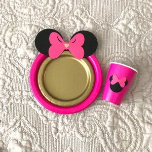 Minnie Mouse Hot Pink Plates Fuchsia Bow And Black Ears Cups Straws For Minnie Theme Birthday
