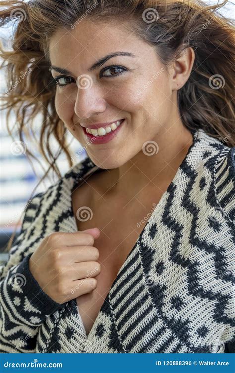 Beautiful Hispanic Brunette Model Lounging Around At A Resort Stock Photo Image Of Dating