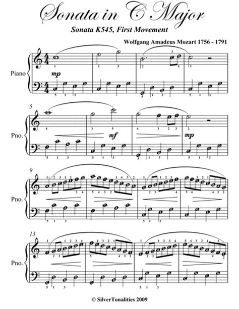 Sonata In C Major K545 1st Mvt Easiest Piano Sheet Music By Wolfgang