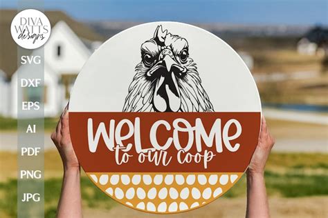 Welcome To Our Coop SVG Funny Chicken Door Hanger Svg