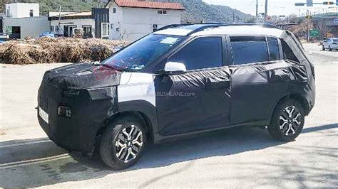 2023 Hyundai Mini Suv Spied In White New Dual Tone Alloys Sunroof