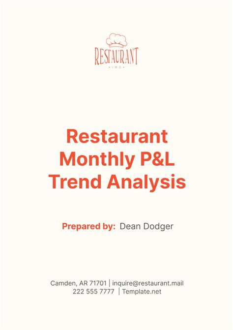 Free Restaurant Monthly P&L Trend Analysis Template to Edit Online