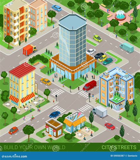 Isometric City Blocks Concept Stock Vector Image 59050387