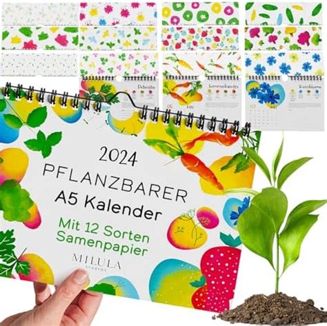 Plantura Einpflanzbarer Kalender 2025 A5 Format Bio Saatgut Kalender