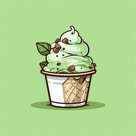 Premium Vector | Mint chocolate chip ice cream clip art illustration