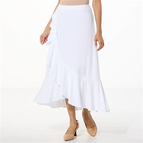 Antthony Faux Wrap Ruffled Pull-On Midi Skirt - 23496536 | HSN