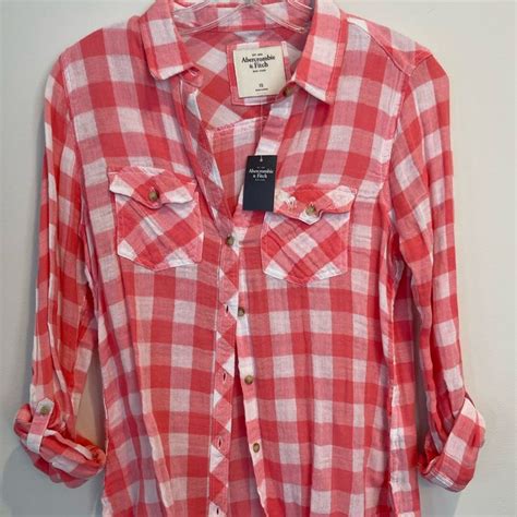 Abercrombie Hot Pink Button Down Abercrombie And Fitch Tops White Cotton Blouse Blue Tops