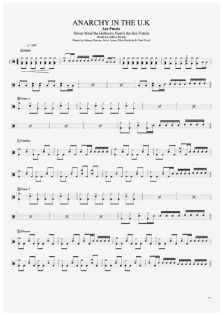 Sex Pistols Anarchy In The U K Sheet Music For Drums