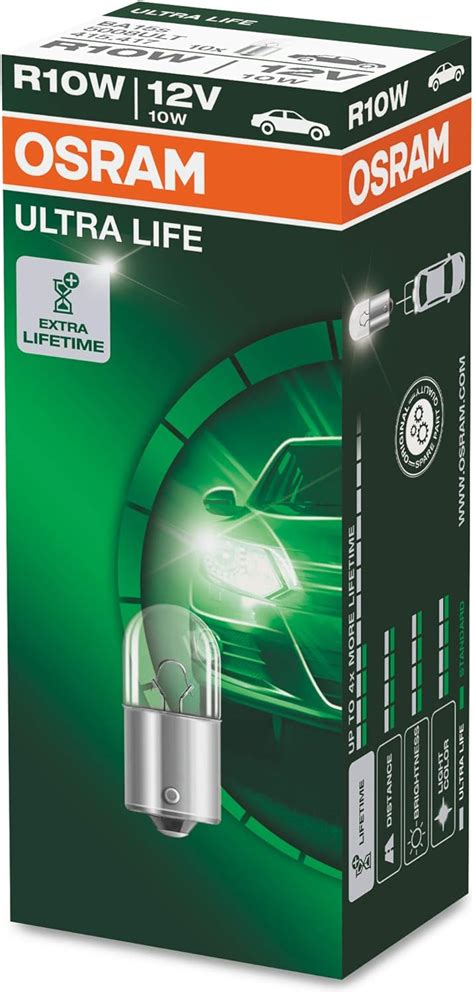 Osram ULTRA LIFE Standlichtlampe R10W, 5008ULT, 12V, 10er Faltschachtel ...