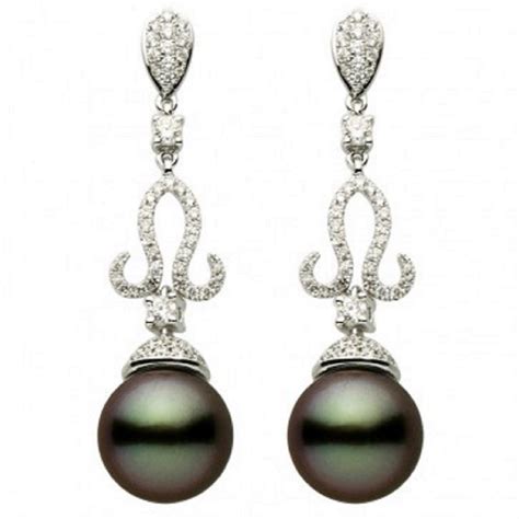 Tahitian Cultured Pearl Diamond Dangle Earrings For Sale At 1stdibs Tahitian Cultured Pearl