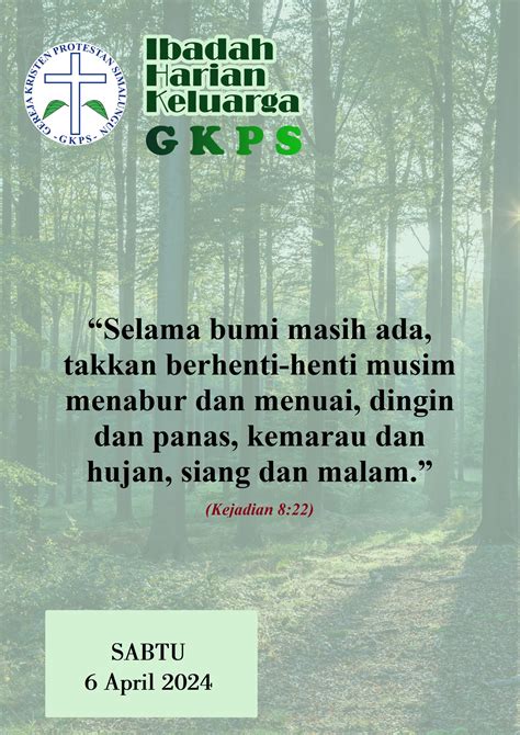 Ibadah Harian Keluarga Gkps Sabtu April Gkps