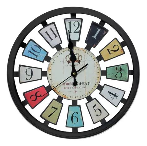 Reloj De Pared Anal Gico Gici Decor Colors Negro Mercadolibre