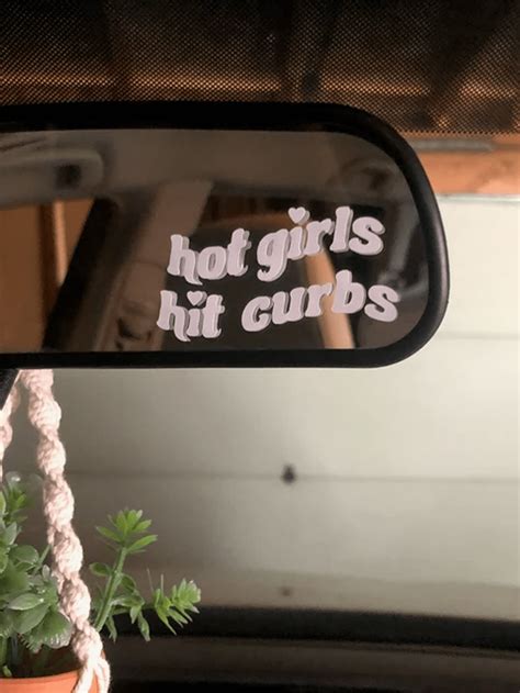 Hot Girls Hit Curbs Car Mirror Decal Vinyl Car Mirror Decal Mirror