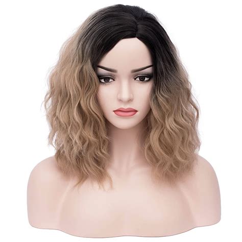 Beron 14 Women Girls Short Curly Bob Wavy Wig Body Wave Halloween Cosplay Daily