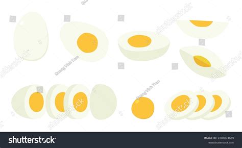 Vector Set Of Sliced Hard Boiled Egg Clipart Royalty Free Stock