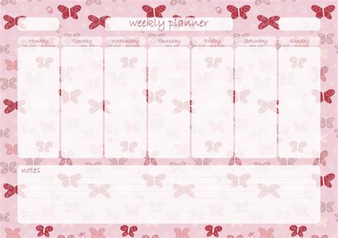 Premium Vector Vector Weekly Planner With Butterflies Roses