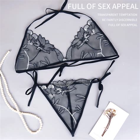 Jual Mini Tali Bikini Bra Dan Thong Lingerie Wanita Halter Segitiga Bikini Set Tali Samping B