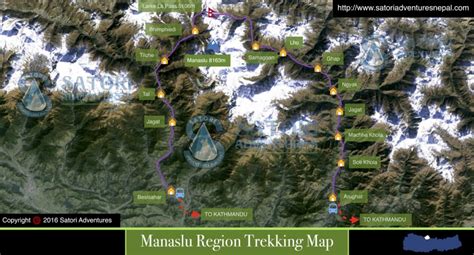 Manaslu Circuit trekking Route Map | Manaslu Trek Map - Satori ...