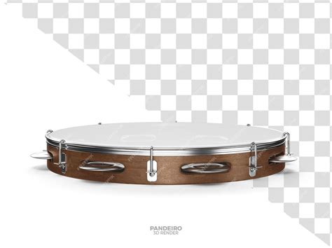 Premium PSD | Wooden Pandeiro Instrument 3D Render for Brazilian Carnival