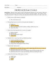 Geol 101 Exam 3 Version A Retrum Pdf Class Time Name ID Number