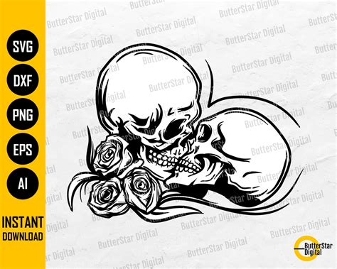 Skull Lovers Kiss SVG Dead Skeleton Kissing SVG Love Decal Etsy