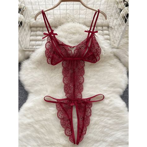 Body Sensual Apressadinha Abertura Lingerie Rendada Sexy Shopee Brasil