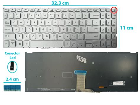 Teclado Asus X X Da Silver Sin Frame Botton Power Us Num Rico