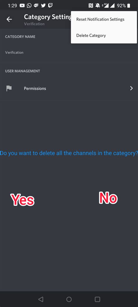 how to delete a category on discord