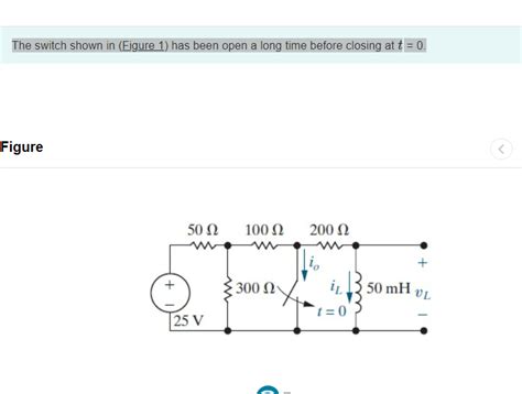 Solved The Switch Shown In Figure 1 Has Been Open A Long Chegg