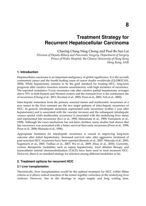 Pdf Treatment Strategy For Recurrent Hepatocellular Carcinoma