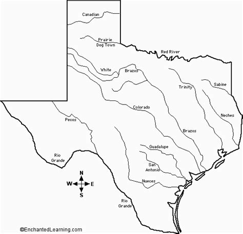 Map Of Texas with Cities and Rivers