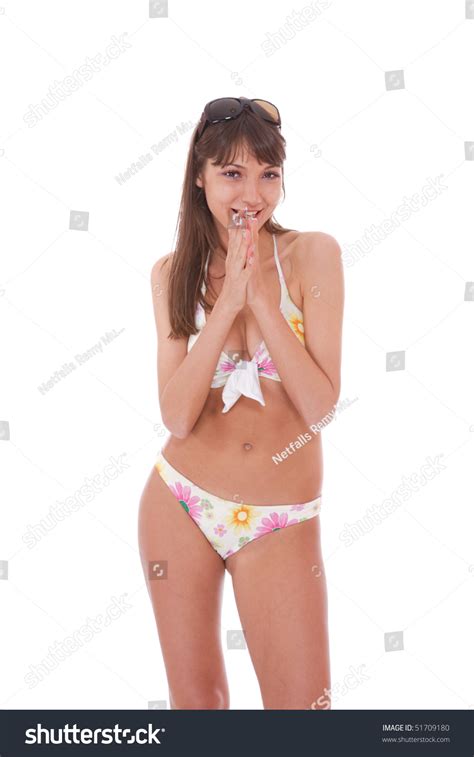 Beautiful Bikini Model Posing On White Stock Photo 51709180 Shutterstock