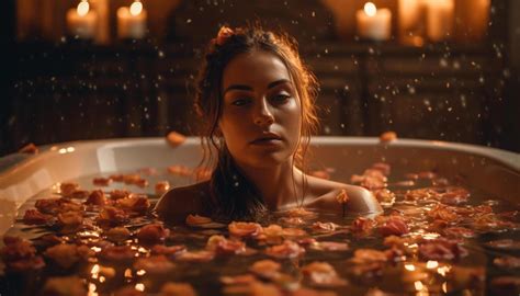 One Woman Enjoys Pampering In A Hot Bubble Bath Spa Generated By Ai Stock Photo At Vecteezy