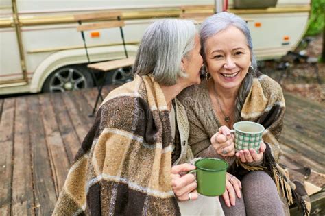 A Lesbian Couple Enjoys A Cozy Stock Image Image Of Connection Lesbian