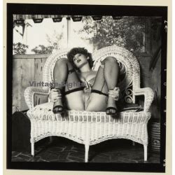 Erotic Study Racy Busty Semi Nude Pin Up In Garden House Cheeky