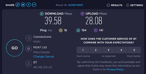 Speed Test Result - BT Community