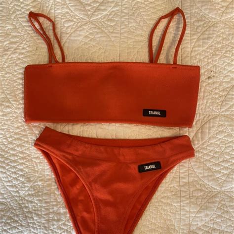 Red Orange Triangl Bikini Set COMES WITH Depop