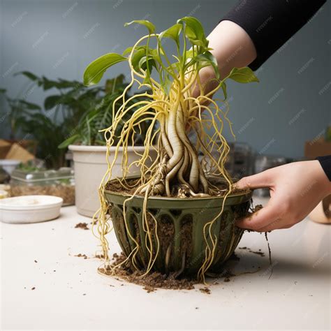 Premium AI Image | Overgrown roots Home potted plant entwined signaling