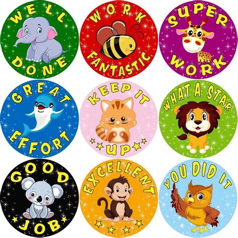 animal reward stickers  kids student award pcs  roll sticker