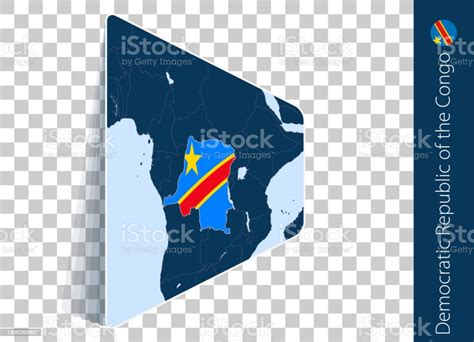 Dr Kongo Peta Dan Bendera Pada Latar Belakang Transparan Ilustrasi Stok