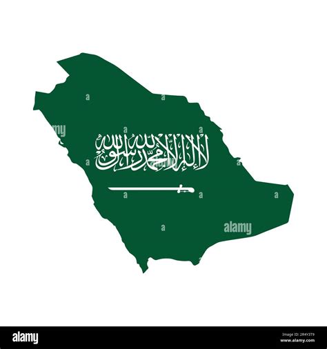 Saudi Arabia Map With Flag On A White Background Vector Illustration